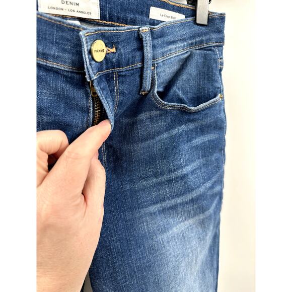 FRAME Womens Dark Wash Le Crop Bell Raw Hem Jean Size 26 - Picture 4 of 8